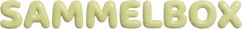 Sammelbox in grünen Bubble-Buchstaben