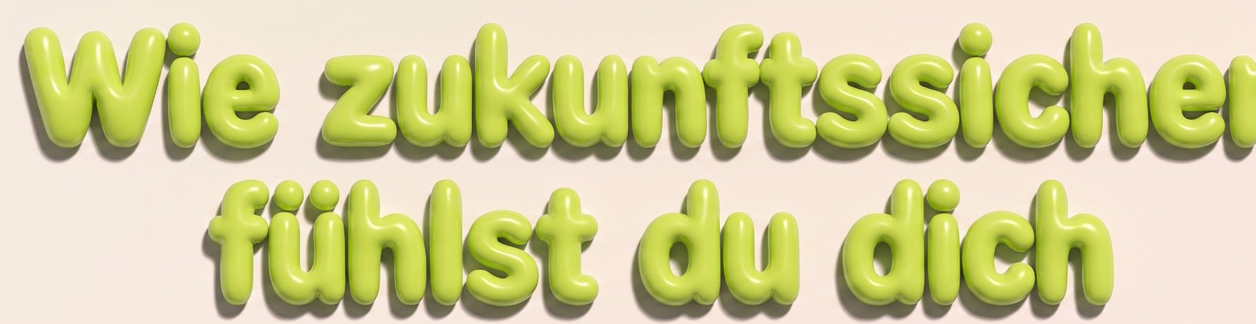 Zukunftscheck in grünen Bubble-Buchstaben